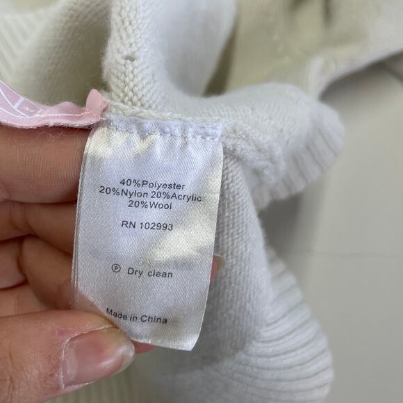 Marissa Webb Sweater Womens X Small White Asymmetric Knit Puff Sleeve Wool Blend - Picture 5 of 8